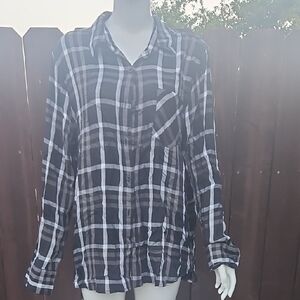Woolrich Black and White Plaid Blouse